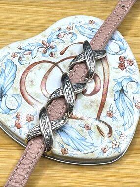 Brighton Kriss Kros  Pink Leather Bracelet with Decorative Silver-Tone Links-NWT